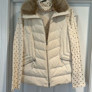 Large ivory down vest with separate turtleneck shirt by Talbots